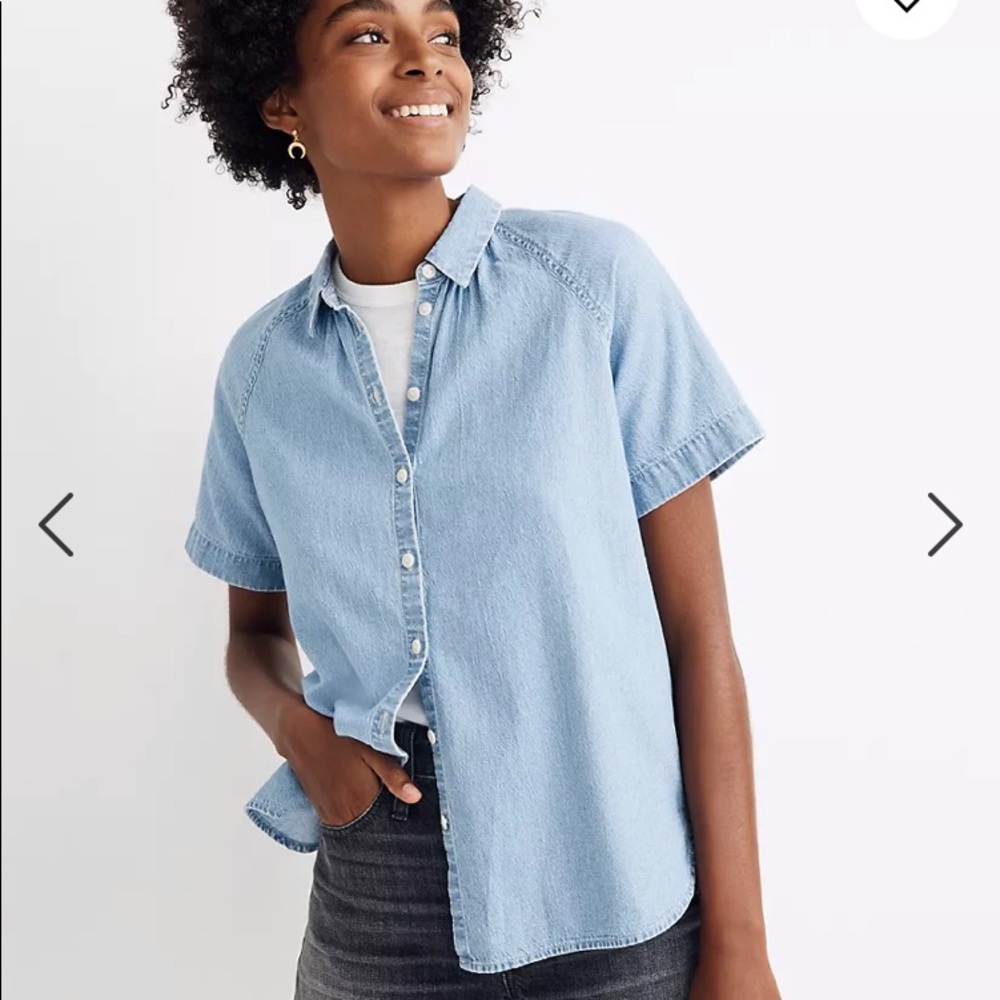 Madewell- Denim Tidal Shirt in Dottie Wash, Size XXS